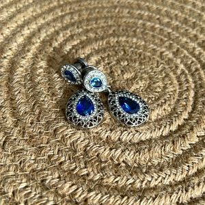 Blue Dangle Gauge Earrings